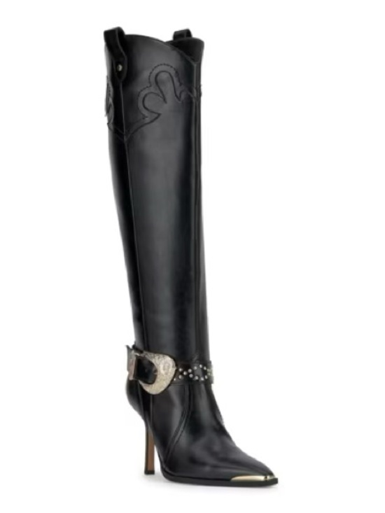 Jessica Simpson Shoes - Jessica Simpson Kenzin Western Black Leather Buckle Heeled Boots